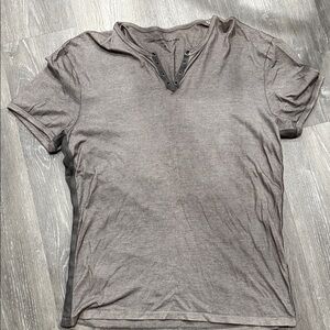 John Varvatos Star USA Gray/Taupe Short Sleeve Tee with fabric trim
